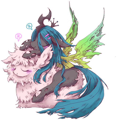 Queen Chrysalis & Fluffle Puff OMG! Mistake her name…