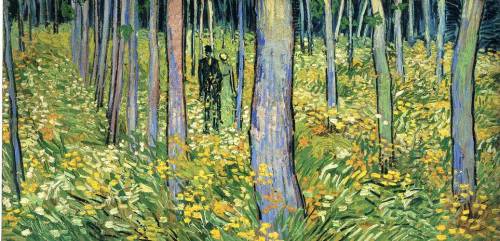 artist-vangogh:Undergrowth with Two Figures, 1890, Vincent van GoghMedium: oil,canvashttps://www.wikiart.org/en/vincent-van-gogh/undergrowth-with-two-figures-1890