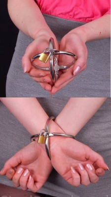 ansleighk:  alice-is-wet:  forever wanting.  Something about this style of cuffs just gets my heart pounding. I think it’s the simple beauty…and the hard steel.