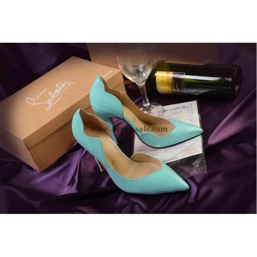 Christian Louboutin Women Sky Blue Patent Leather 11cm Heels Pumps CL2015062744. Find it at w