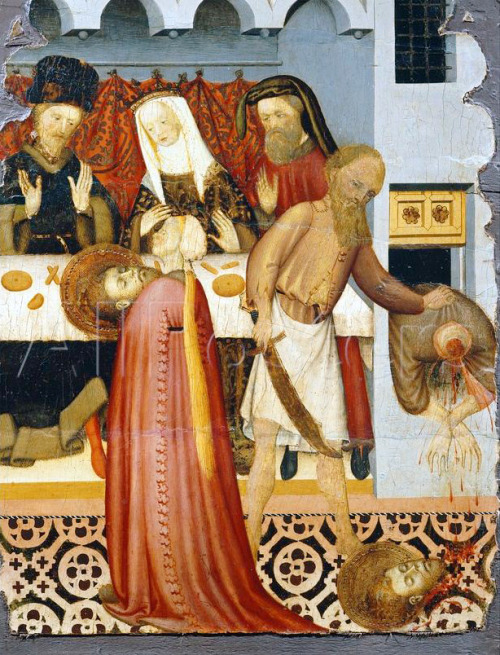Salome bringing the head of John the Baptist to Herod’s banquet- detail from the predella of a