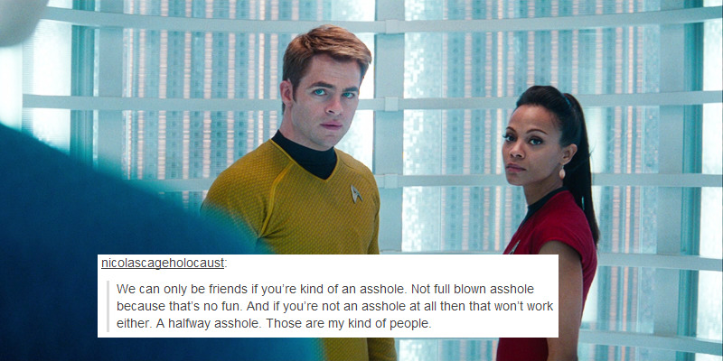 hhikarusulu:  star trek aos + tumblr text posts (pt. 2/?; pt. 1) 