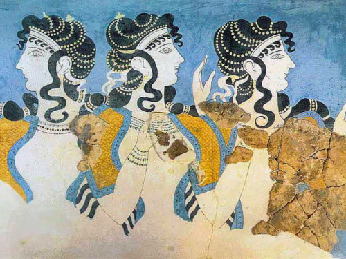 ein-bleistift-und-radiergummi:The Ladies of Knossos - Restored Fresco at the Herkleion Museum1500 BC
