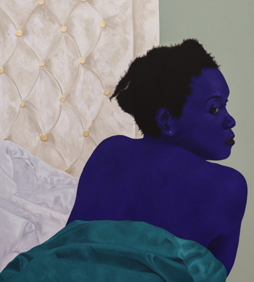 psikonauti:  Stacey Gillian Abe (Ugandan, b. 1991)See You Later…Again, 2022Acrylic on canvas and hand embroidered details