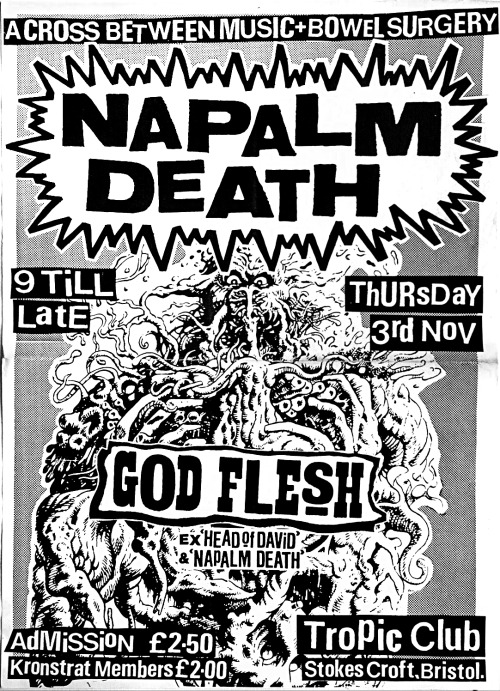 Flyer for one of the earliest Godflesh shows1988.11.03 — certainly the earliest live tape of G