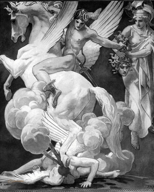 auriferis929:  John Singer Sargent (1856-1925)   Perseus on Pegasus Slaying Medusa 1921-1925.  Джон Сингер Сарджент (1856-1925) Персей на Пегасе Истребление Медузы  1921-1925.    