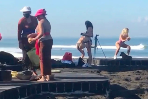 Woman slammed for standing in ‘disrespectful position’ on beachThe woman was harshly cri