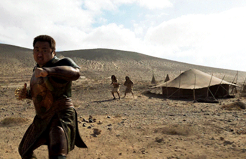 eternalssource:Don Lee as Gilgamesh and Angelina Jolie as ThenaEternals (2021) dir. Chloé Zhao