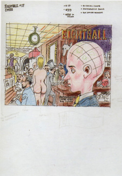 fantagraphics:  danielclowes:  Sketch/rough by Daniel Clowes for the cover of Eightball #17.  The Complete Eightball 1-18 coming this summer 