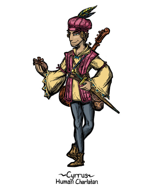 Another D&D character from one of the games I run.Cyrrus the Lark is a roguish troublemaker who 