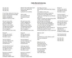 (Click to enlarge) Ok, so i rewrote Blurred Lines. I&rsquo;m well aware some of it doesn&rsquo;t make sense (but there again, the original didn&rsquo;t either, very much) and you can probably tell i was getting a bit impatient by the time i got to the