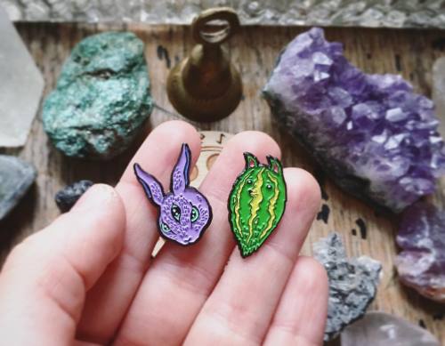 brettisagirl:Pins are here! I just listed Melon Collie and The All Seeing Rabbit in my etsy shop! Ya