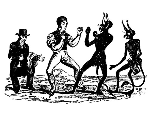 deathandmysticism: Thomas Bewick, Man Boxing with a Devil, 1784