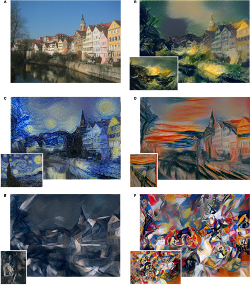 Neural algorithm that &ldquo;paints” photos based on the style of a given painting.