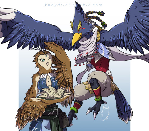 Art Trade with @misspr0npieartz  ❤ Revali with her OC Altheia  I really enjoyed doing this draw