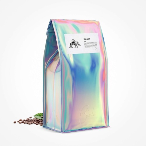 Irresistible iridescent coffee package, designed by Ian Wallace