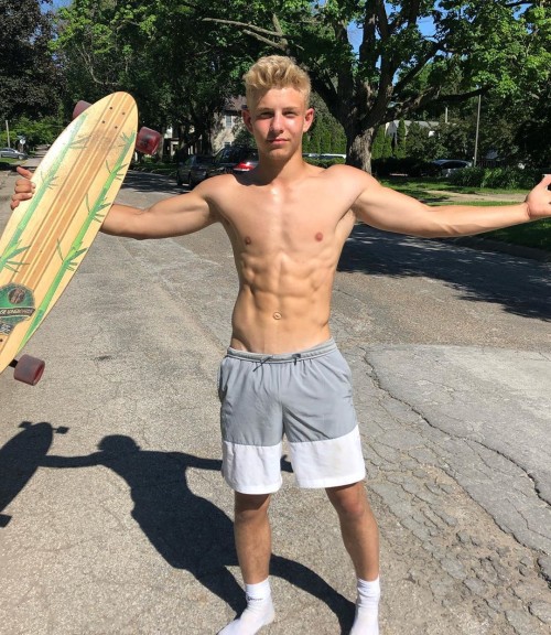 A lean blond skater…