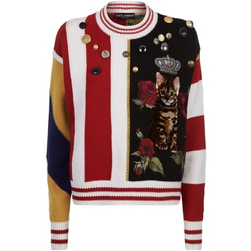 Dolce &amp; Gabbana Patchwork Knit Sweater ❤ liked on Polyvore (see more rose sweaters)