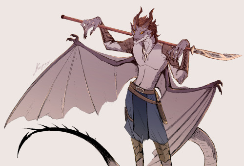 OH YEAH I AM IN D&amp;D CAMPAIGN, A DREAM COME TRUE! HA!here’s my boy, Karlos, a Wyvern-Bl