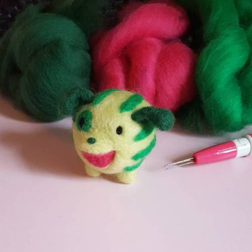 Spending the rainy day working on this new little watermelon friend! Lots of detailing left to do on