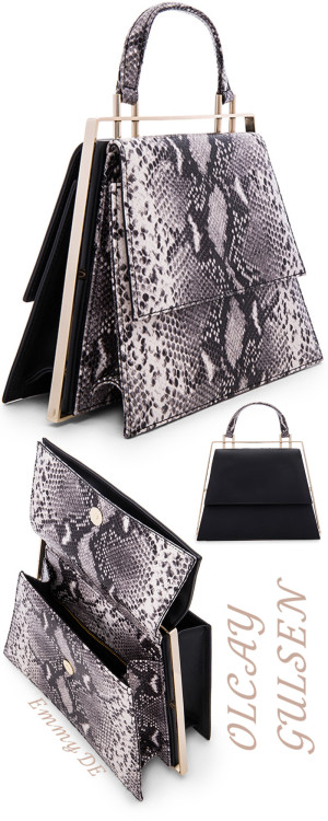 Emmy DE * Olcay Gulsen Medium Frame Bag in black/white snake