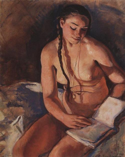 Zinaida Serebriakova - Nude with book - 1940