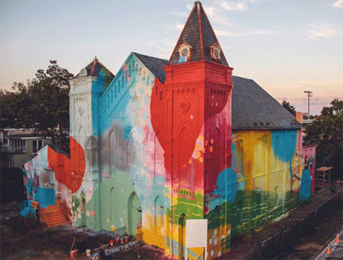 Artist Alex “Hense” Brewer transformed this abandoned church in Washington, D.C. into a 