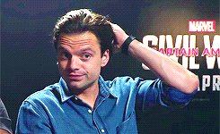 chanderbing:Sebastian Stan: most likely to be in the bathroom fixing his hair when he receives his f