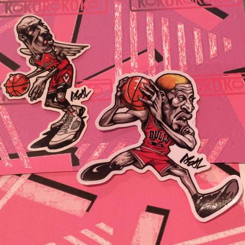 Woah, @deal35 Michael Jordan and Dennis Rodman stickers now available at @kokorokokovintage! #deal #