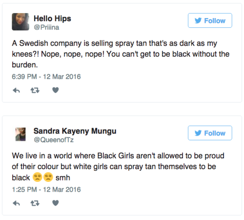 fistfightsandstilettos: arandomcollectionofstuff: this-is-life-actually: Swedish spray tan company a