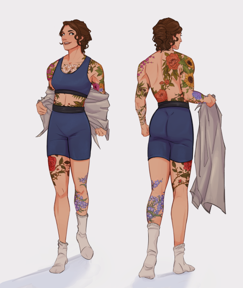 romans-art: floral tattoos. floral tattoos everywhere.from @novelconcepts‘ FWB AU