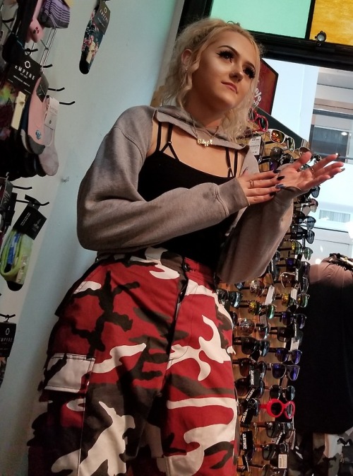 candid blonde in mall