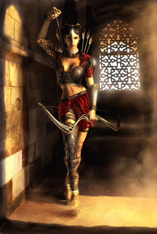 Beautiful warrior women sword