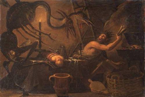 blackpaint20:School of Salvator Rosa (1615-1673), Witchcraft scene, 1674 (Oil on canvas)