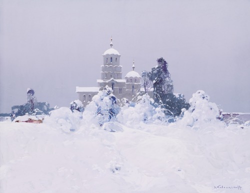 master-painters:Stepan Kolesnikov - Church in the snow.