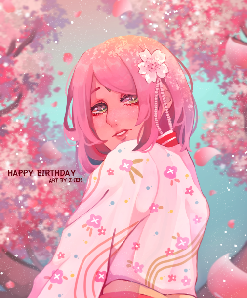  Happy Birthday my Sakura-Chan ———– I practice color style. >< . 