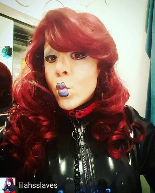 Credit to @lilahsslaves : #slavegirlMelody blowing pouty kisses. #rubberdoll #lolitagirl  #latexlove