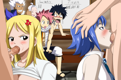 fairytailhentaifan:  L’école du sexe hentai où nos héros de fairy tail apprennent comment faire l'amour. Qui seras élu la plus belle salope de fairy tail ? Kanna a l'air plutôt motivé pour devenir la reine des salopes…