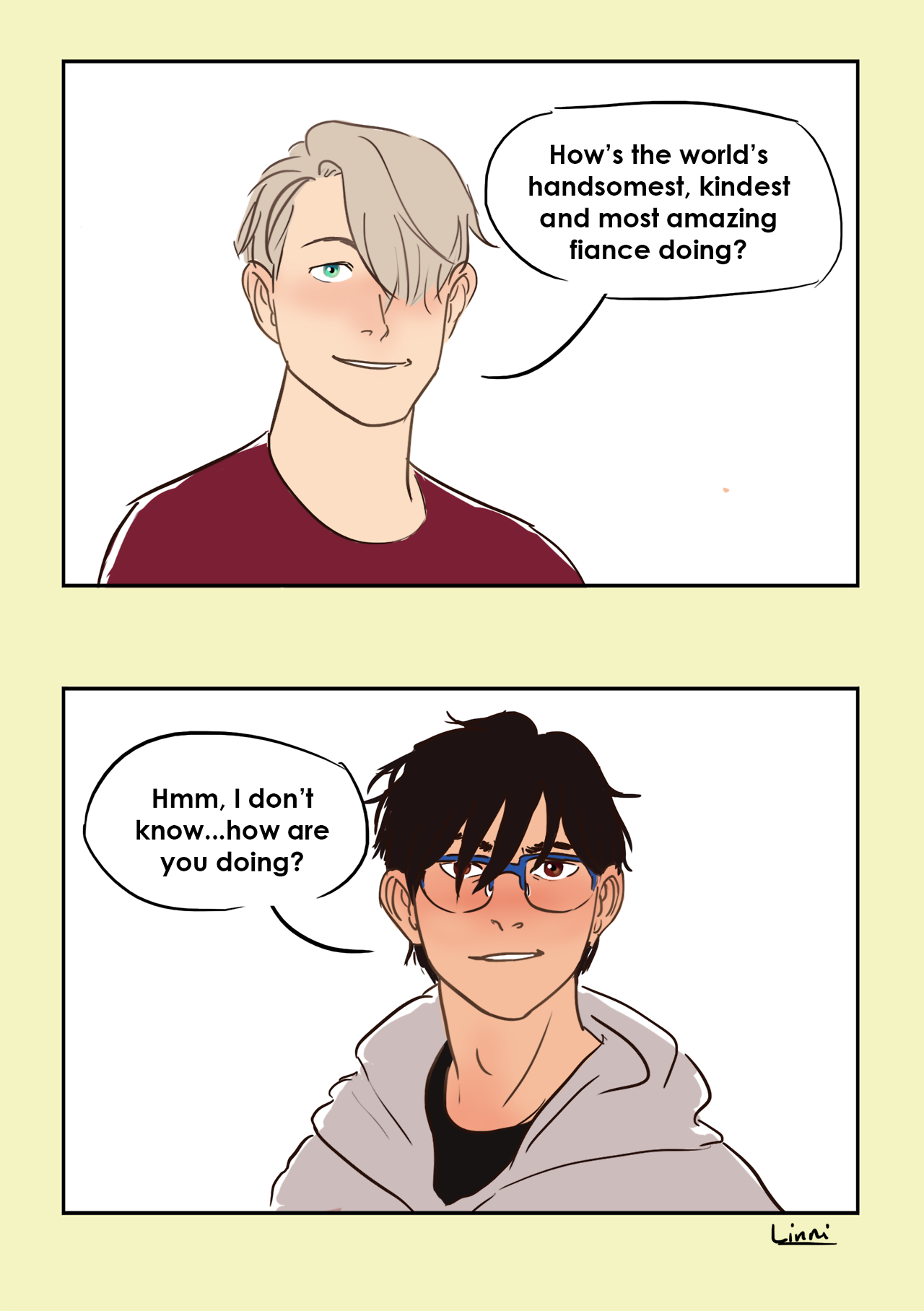 linni-t: Inspired by this because I love the idea of Yuuri getting comfortable enough