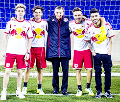 bestivals:  Each group member was given a personalized Red Bulls jersey with the number 3 to signify their recent third number one album and was greeted by Red Bulls Sporting Director Andy Roxburgh. 