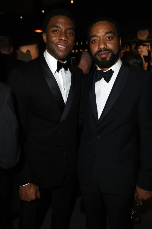 celebritiesofcolor:Chadwick Boseman and Chiwetel Ejiofor at the 2015 Vanity Fair Oscar Party in Beve