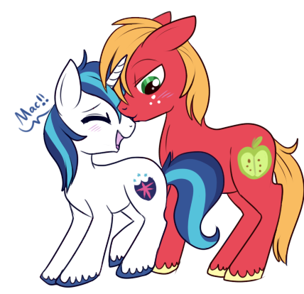 sir-cherry-fizzy:  Shining Armor x Big Macintosh by Lulubell.  ….dammit this is too adorable. <///< SHINY Y U SO KAWAII >///<
