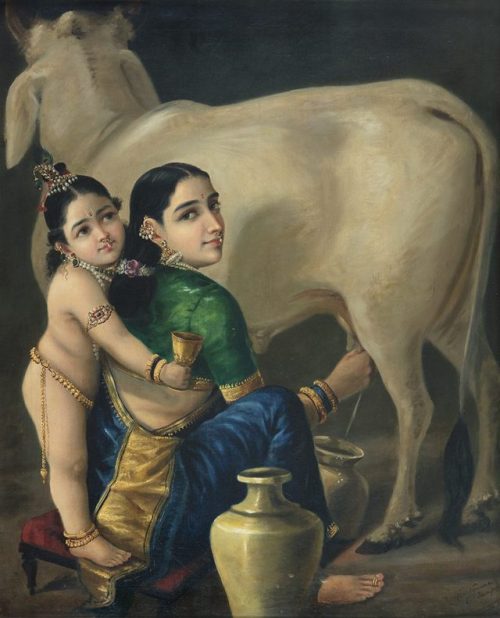 Krishna and yashoda, Ravi Varma studio