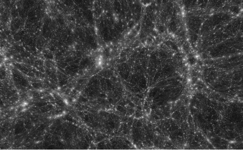 stellarizer:Left: Computer simulation of filamentary structure of the universe, made of dark matter 