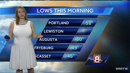 funbaggery: Mallory became a meteorologist after discovering her boobs swell uncontrollably in high 