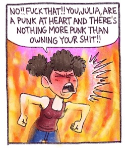 upandoutcomic:a comic about dysphoria n femininity and junk(pics of the hair on my personal insta @ iamjuliakaye lol)