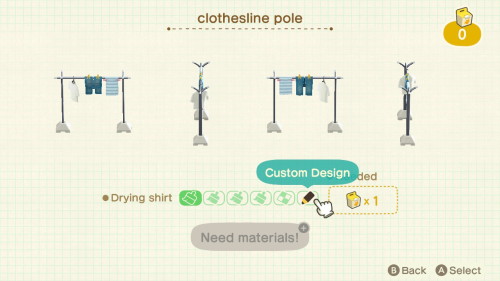 Item: clothesline pole# of customizations: 5Customization names: plain, PE shirt, fish, carrot, cust