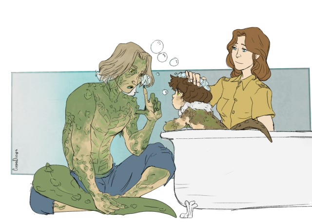 I got requested more   croc!rum, how about the crocs getting a bath?, Bae seems to like it, but Rumple isn’t taking one willingly...Thank you for your request!ko-fi #Rumbelle#Belle#rumplestiltskin#Baelfire#crocodile