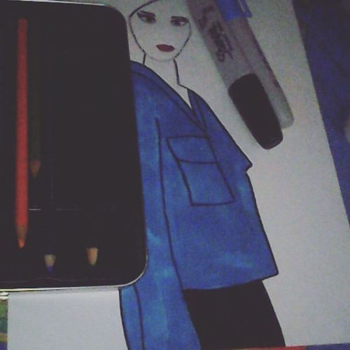 Dibujo nuevo azul negro labios rojos #sharpie#marker#drawing#drawingfashion#style#blue#venezuela#amo