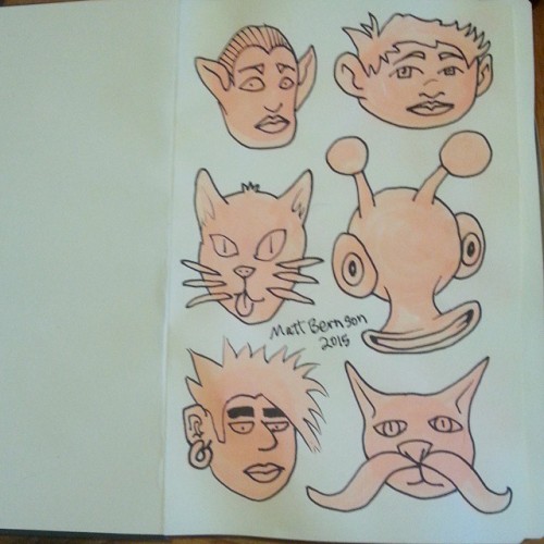 Assorted faces. #mattbernson #ink #instaartist #instadrawing #artistsoninstagram #artistsontumblr #copic #cats